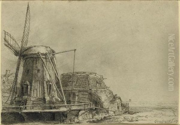 The Windmill (b., Holl. 233; H. 179) Oil Painting by Harmenszoon van Rijn Rembrandt