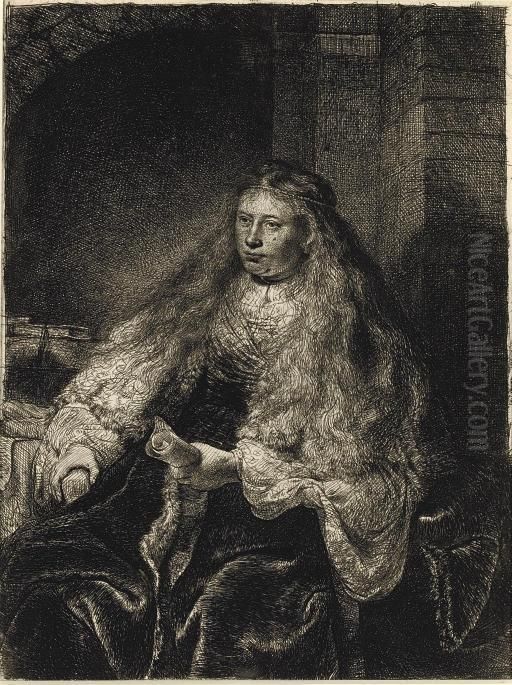 The Great Jewish Bride (b., Holl. 340; H. 127) Oil Painting by Harmenszoon van Rijn Rembrandt