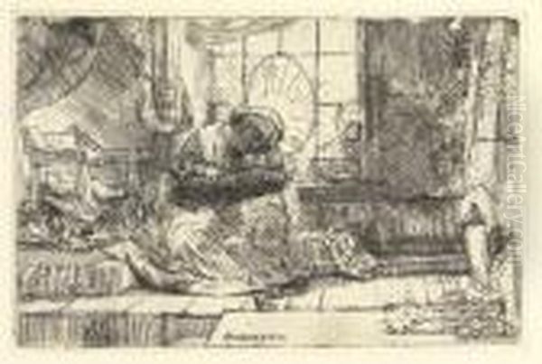 The Virgin And Child With The Cat And Snake (b., Holl. 63; H. 275) Oil Painting by Harmenszoon van Rijn Rembrandt