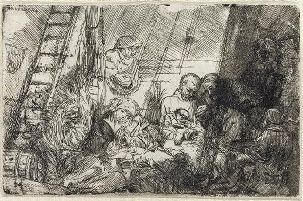 The Circumcision In The Stable (b., Holl. 47; H. 274) Oil Painting by Harmenszoon van Rijn Rembrandt