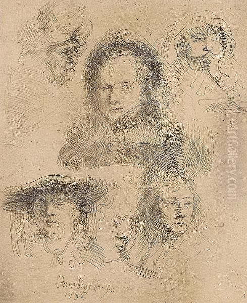A Collection Of Portraits Oil Painting by Harmenszoon van Rijn Rembrandt