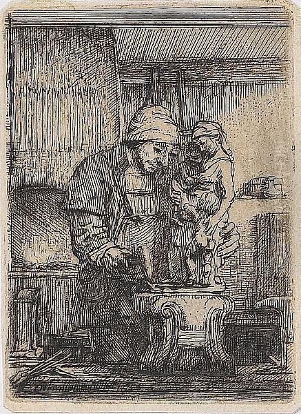 The Goldsmith (bartsch 123) Oil Painting by Harmenszoon van Rijn Rembrandt