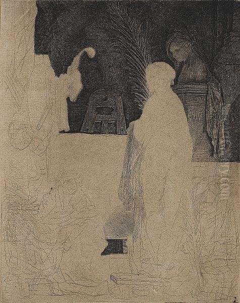 The Artist Drawing From A Model (bartsch 192) Oil Painting by Harmenszoon van Rijn Rembrandt