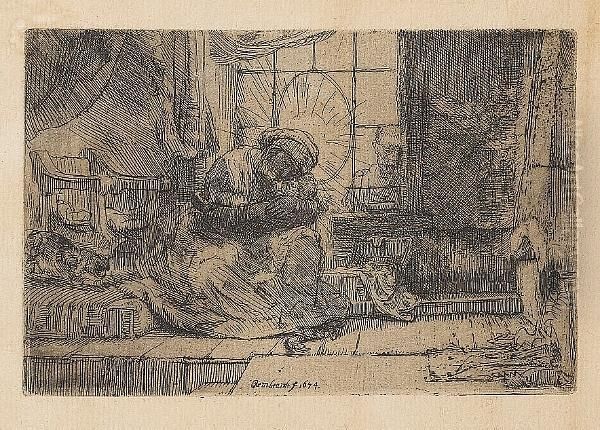 The Flight Into Egypt : Crossing The Brook (bartsch 55) Oil Painting by Harmenszoon van Rijn Rembrandt