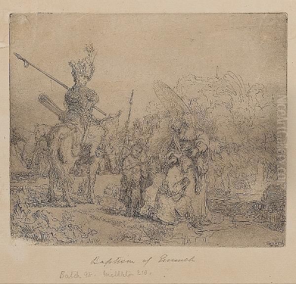 The Baptism Of The Eunuch (bartsch 98) Oil Painting by Harmenszoon van Rijn Rembrandt