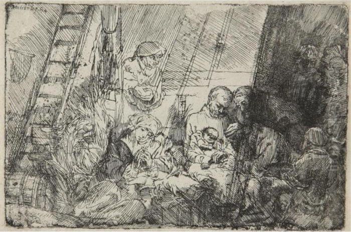 The Circumcision In The Stable (b., Holl. 47; H. 274; Bb.54-b) Oil Painting by Harmenszoon van Rijn Rembrandt