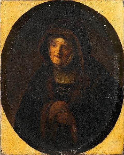 The Prophetess Hanna Within A Painted Oval Oil Painting by Harmenszoon van Rijn Rembrandt