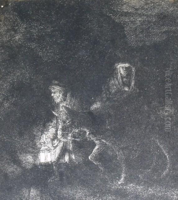 Flight Into Egypt 1651 Oil Painting by Harmenszoon van Rijn Rembrandt
