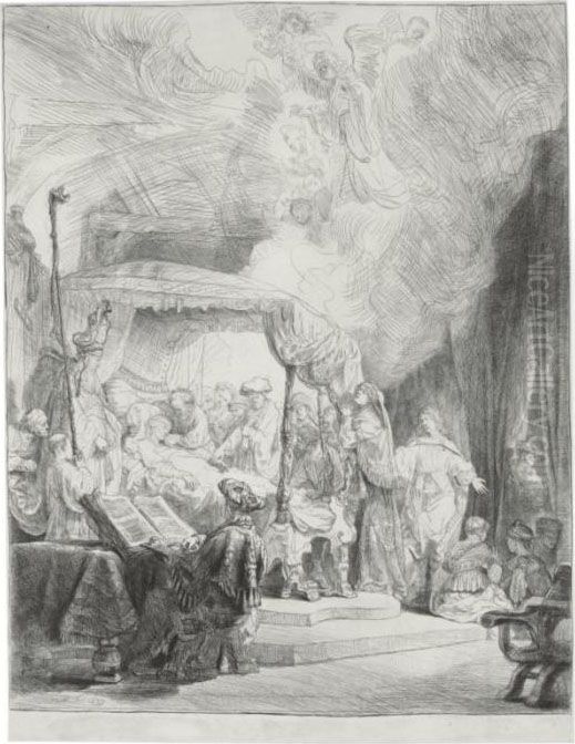 The Death Of The Virgin (b., Holl. 99; H. 161; Bb. 39-a) Oil Painting by Harmenszoon van Rijn Rembrandt