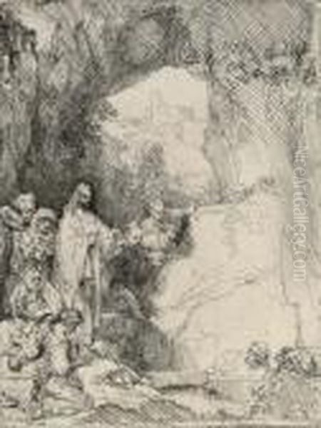 The Raising Of Lazarus: Small Plate Oil Painting by Harmenszoon van Rijn Rembrandt