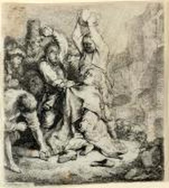 The Stoning Of Saint Stephen (b., Holl. 97; H. 125) Oil Painting by Harmenszoon van Rijn Rembrandt