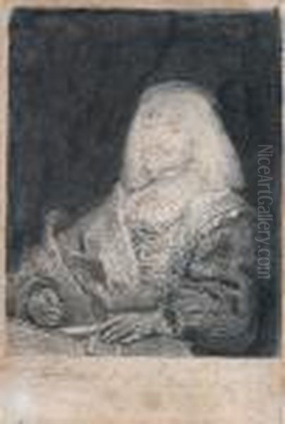 Man At A Desk With Cross And Chain Oil Painting by Harmenszoon van Rijn Rembrandt