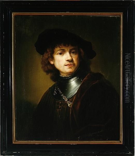 A Self Portrait Oil Painting by Harmenszoon van Rijn Rembrandt