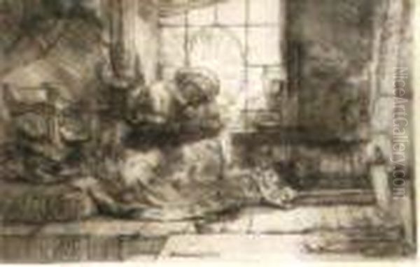 Mother And Child Oil Painting by Harmenszoon van Rijn Rembrandt