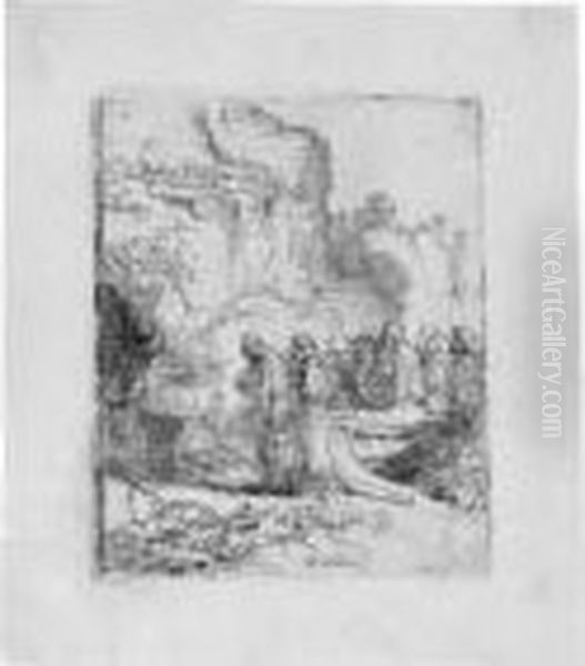 Christus Zugrabe Getragen Oil Painting by Harmenszoon van Rijn Rembrandt