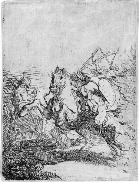 Das Reitergefecht Oil Painting by Harmenszoon van Rijn Rembrandt
