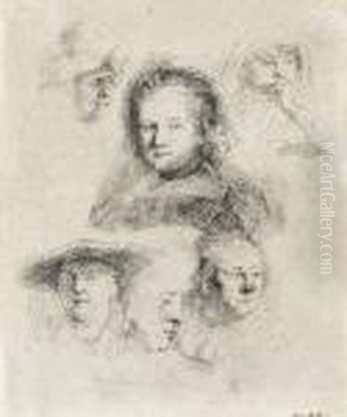 Head Of Saskia And Others Oil Painting by Harmenszoon van Rijn Rembrandt