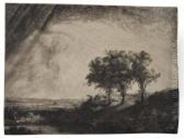 The Three Trees Oil Painting by Harmenszoon van Rijn Rembrandt