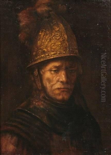 Man In Gold Helmet Oil Painting by Harmenszoon van Rijn Rembrandt