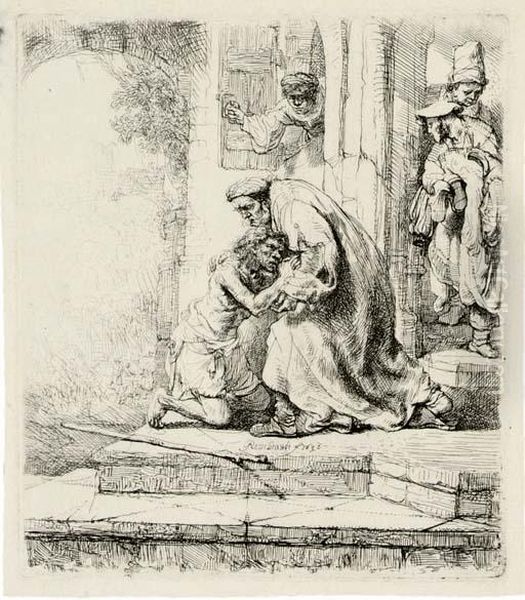 The Return Of The Prodigal Son (b., Holl. 91; H. 147) Oil Painting by Harmenszoon van Rijn Rembrandt