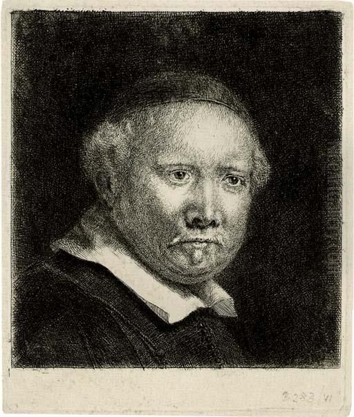 Lieven Willemsz. Van Coppenol, Writing-master: The Larger Plate (b., Holl. 283; H. 300) Oil Painting by Harmenszoon van Rijn Rembrandt