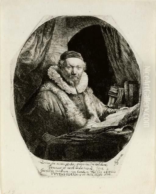 Jan Uytenbogaert, Preacher Of The Remonstrants (b., Holl. 279; H. 128) Oil Painting by Harmenszoon van Rijn Rembrandt
