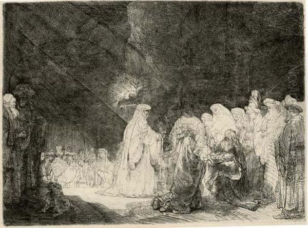The Presentation In The Temple (b., Holl. 49; H. 162) Oil Painting by Harmenszoon van Rijn Rembrandt