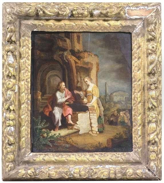 Christ And The Samaritarian Woman. Oil/panel Oil Painting by Harmenszoon van Rijn Rembrandt
