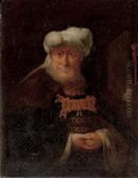 Portrait Of A Gentleman As An Oriental Oil Painting by Harmenszoon van Rijn Rembrandt