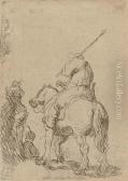 Turbaned Soldier On Horseback Oil Painting by Harmenszoon van Rijn Rembrandt