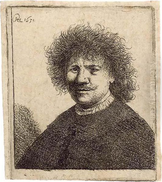 Self-portrait In A Cloak With A Falling Collar: Bust Oil Painting by Harmenszoon van Rijn Rembrandt
