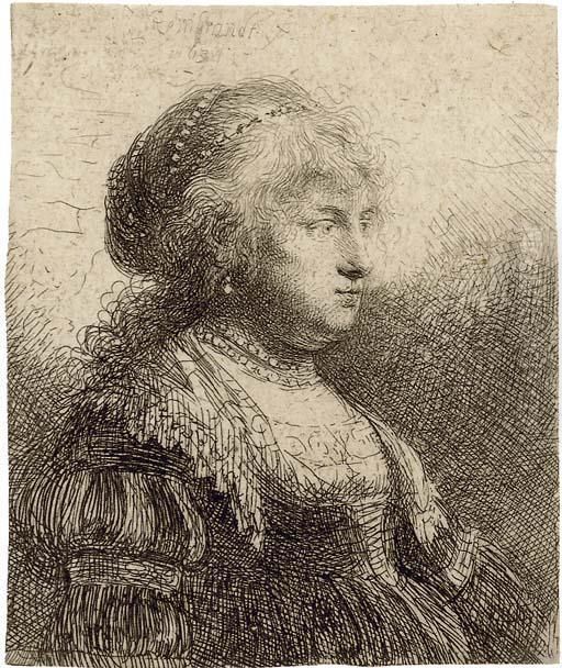 Saskia With Pearls In Her Hair Oil Painting by Harmenszoon van Rijn Rembrandt