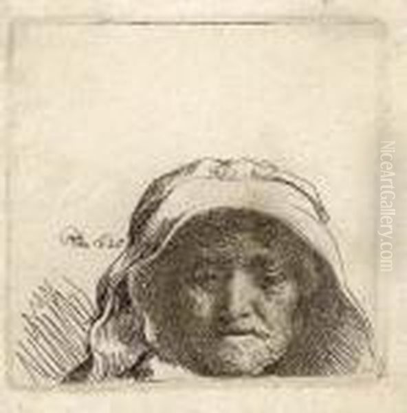 The Artist's Mother: Head Only, Full Face Oil Painting by Harmenszoon van Rijn Rembrandt