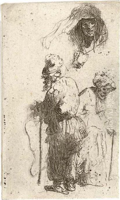 Sheet Of Studies Oil Painting by Harmenszoon van Rijn Rembrandt