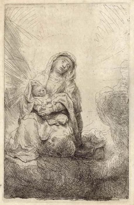The Virgin And Child In The Clouds Oil Painting by Harmenszoon van Rijn Rembrandt