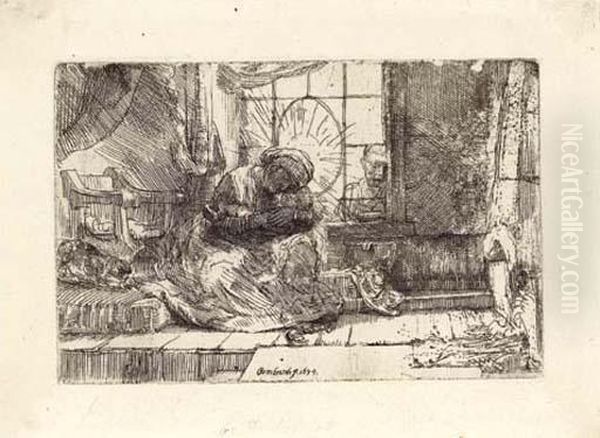 The Virgin And Child With The Cat And Snake Oil Painting by Harmenszoon van Rijn Rembrandt