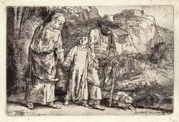 Christ Returning From The Temple With His Parents Oil Painting by Harmenszoon van Rijn Rembrandt