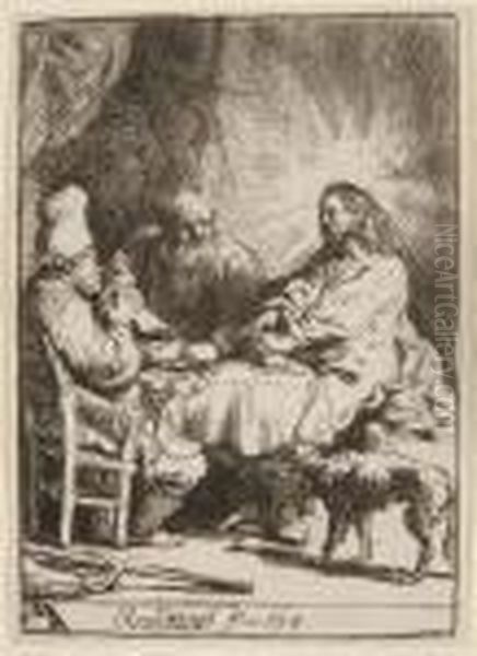 Christ At Emmaus: The Smaller Plate Oil Painting by Harmenszoon van Rijn Rembrandt