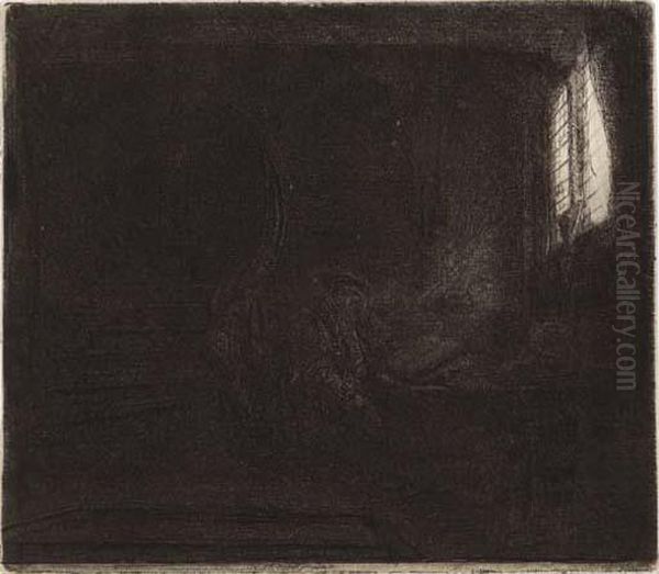 Saint Jerome In A Dark Chambe Oil Painting by Harmenszoon van Rijn Rembrandt