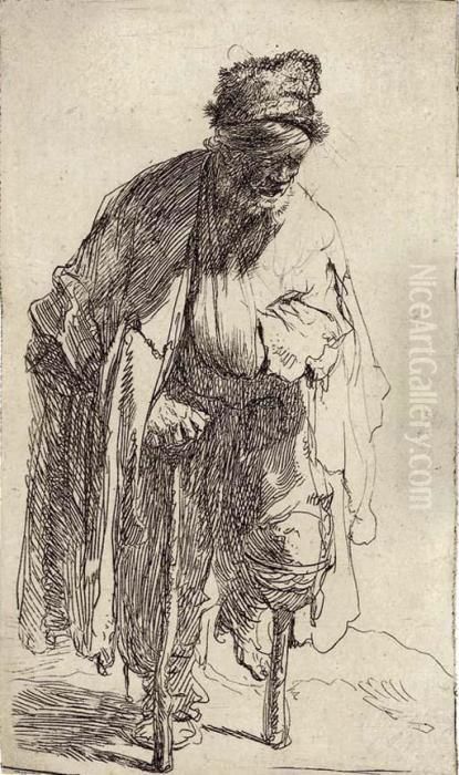 A Beggar With A Wooden Leg Oil Painting by Harmenszoon van Rijn Rembrandt