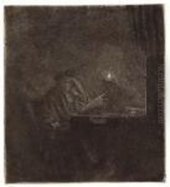A Student At A Table By Candlelight Oil Painting by Harmenszoon van Rijn Rembrandt