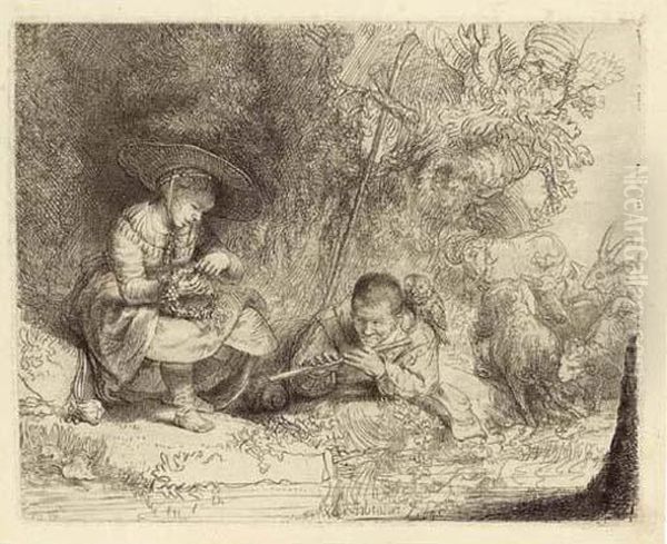 The Flute Player Oil Painting by Harmenszoon van Rijn Rembrandt