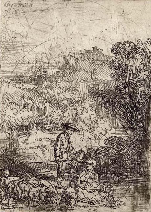 A Shepherd And His Family Oil Painting by Harmenszoon van Rijn Rembrandt