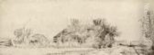 Landscape With A Road Beside A Canal Oil Painting by Harmenszoon van Rijn Rembrandt