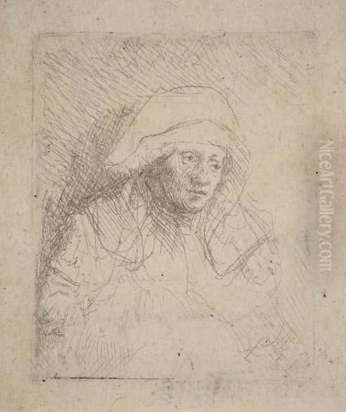 Sick Woman With A Large, White Headdress (saskia) Oil Painting by Harmenszoon van Rijn Rembrandt