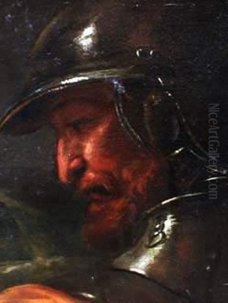 Rijn, Maniere De, Portrait D'un Soldat En Casque Et Cuirasse Oil Painting by Harmenszoon van Rijn Rembrandt
