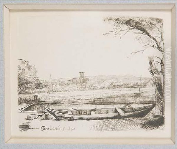 Paysage Avec Une Grande Embarcation Oil Painting by Harmenszoon van Rijn Rembrandt