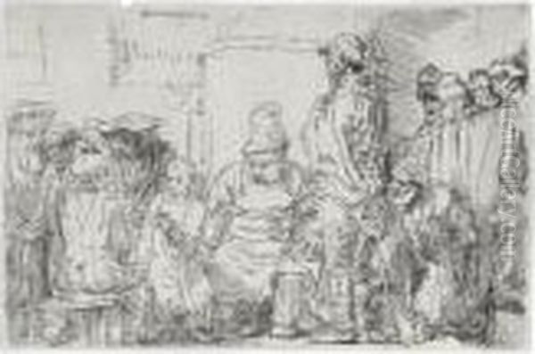 Christ Disputing With The Doctors (b., Holl. 64; H. 277; Bb. 54-e) Oil Painting by Harmenszoon van Rijn Rembrandt