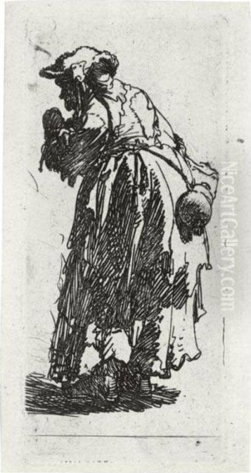 Old Beggar Woman With A Gourd (b., Holl. 168; H. 80; Bb. 30-16) Oil Painting by Harmenszoon van Rijn Rembrandt
