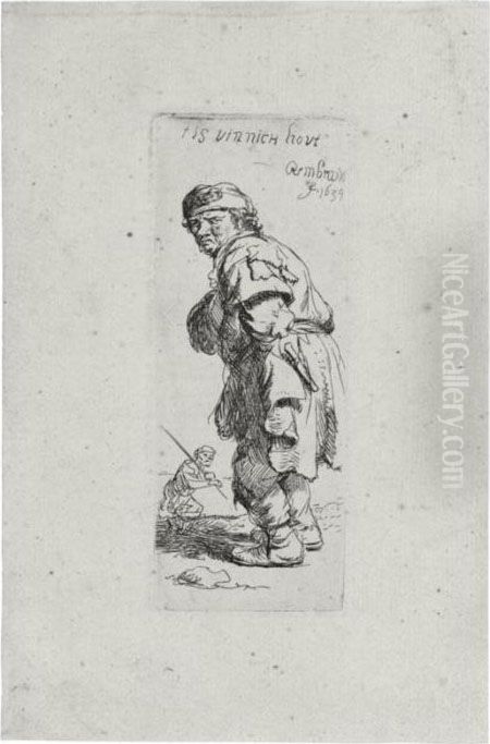 A Peasant Calling Out: 'tis Vinnich Kout (b., Holl. 177; H. 114; Bb. 34-e) Oil Painting by Harmenszoon van Rijn Rembrandt